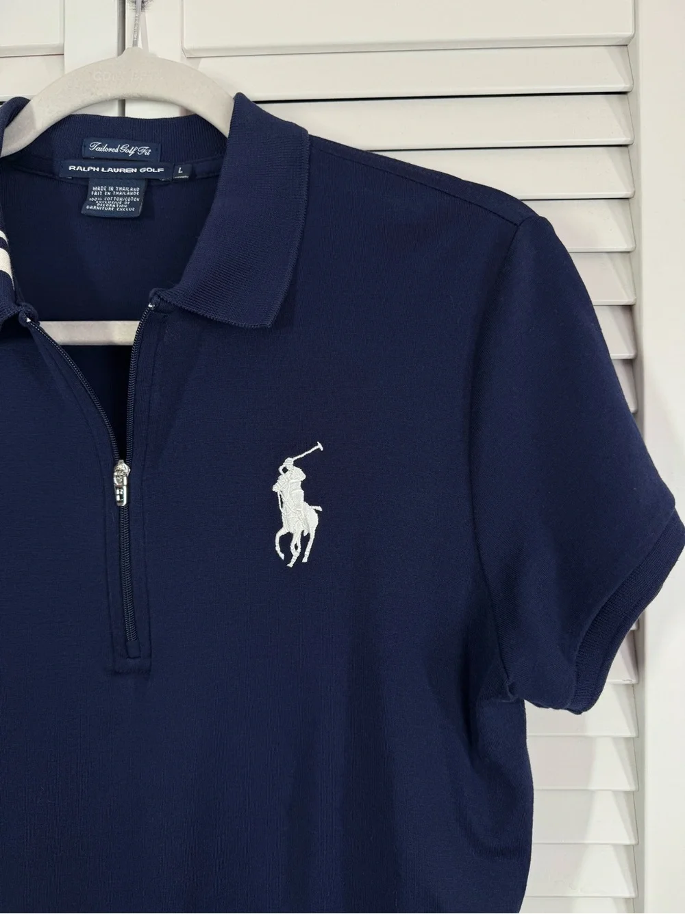 Ralph Lauren Golf Tailored Zipper Polo Shirt Tee Fit Big Pony Logo Navy Large - Picture 2 of 7